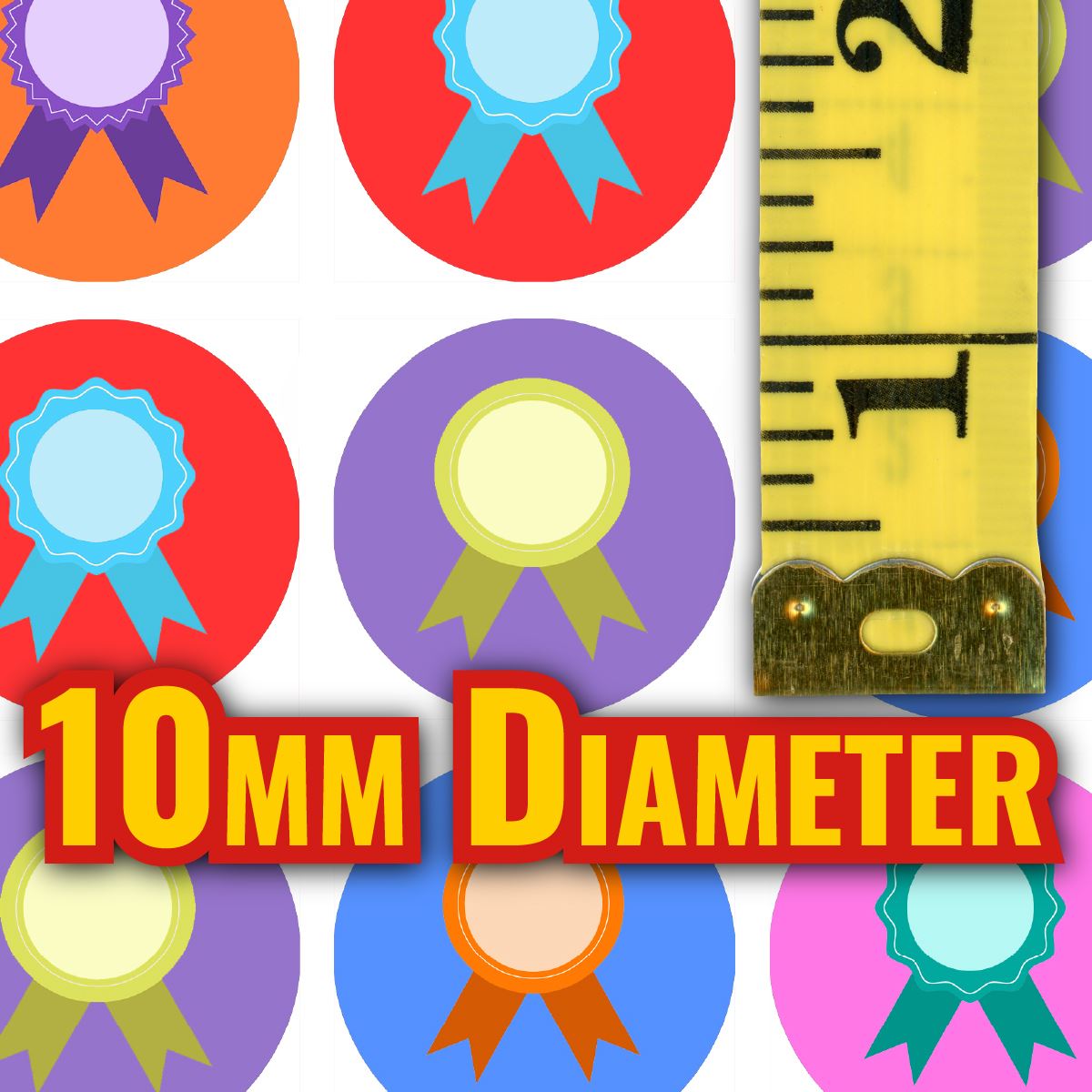 900 Mini Colourful Rosettes Award Dots 10mm Spot Reward Stickers for Teachers and Planner Charts