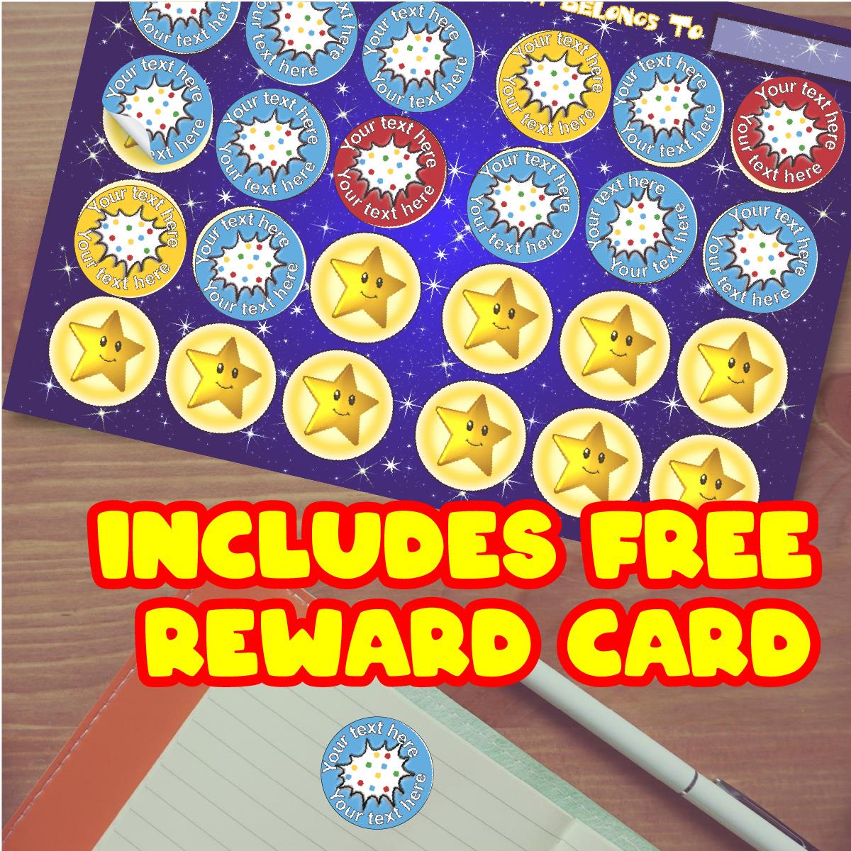 144 Personalised 30mm Colourful Polkadot Comic Reward Stickers for School Teachers, Parents and Nursery