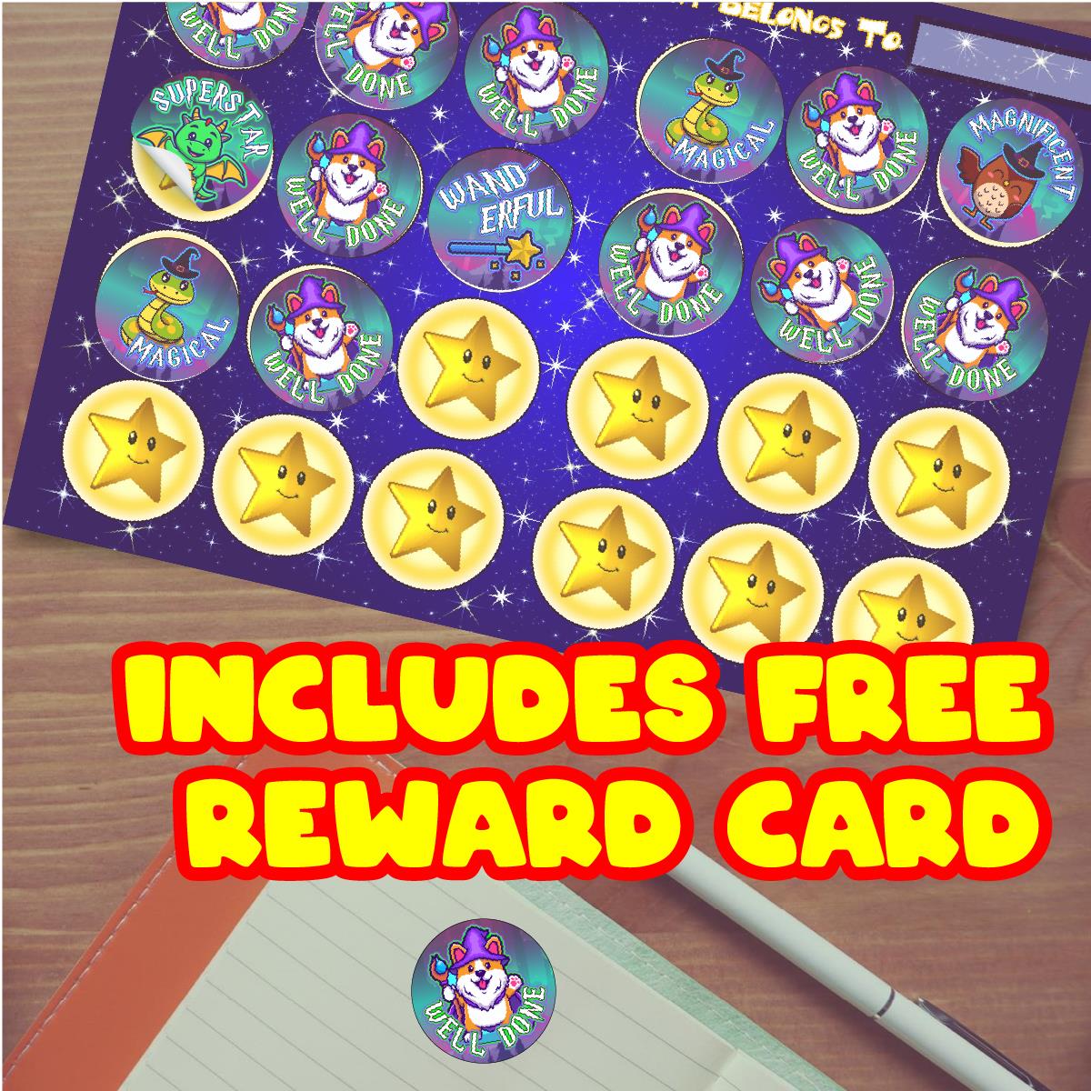 144 Wonderful Wizards Reward Stickers - 30mm - Teacher Parents School Nursery