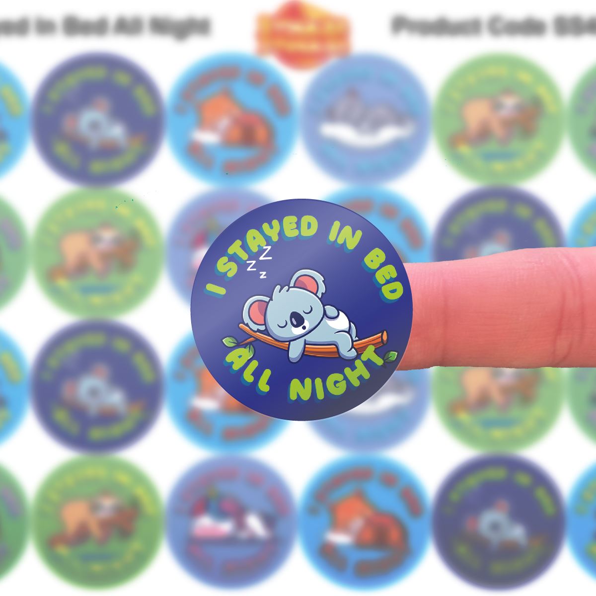 I Stayed In Bed All Night 30mm Sleep Training Reward Stickers for Teachers or Parents