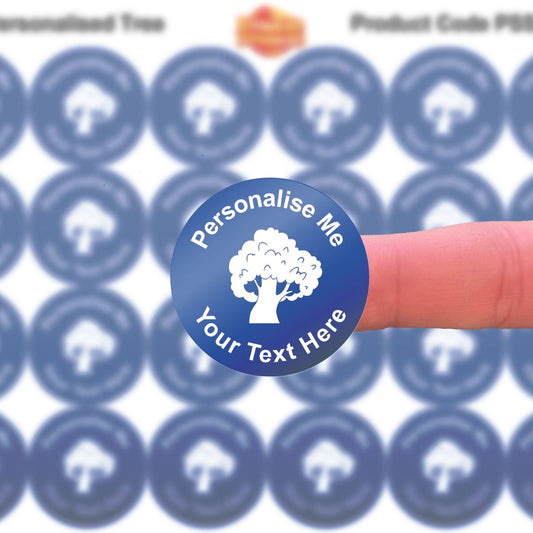 144 Blue Tree Personalised 30mm Reward Stickers for School Teachers, Company Packaging