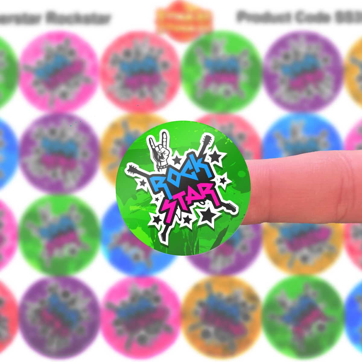 144 Superstar Rockstar - 30mm - Glossy Reward Stickers for Teachers & Parents