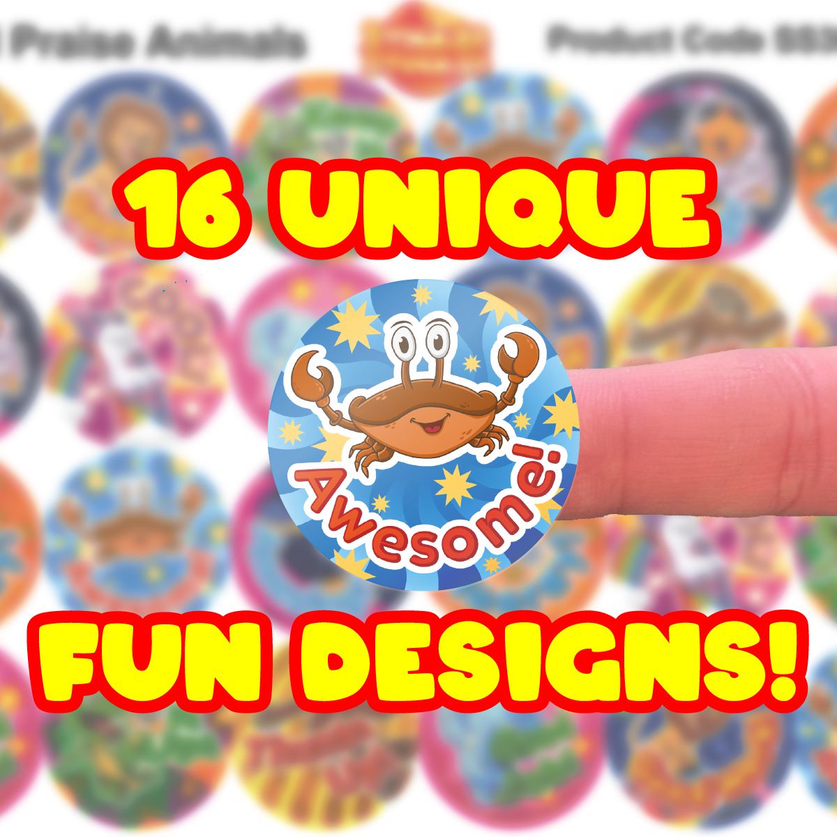 1008 Reward Stickers - Animal Praise Words 30mm Mega Reward Sticker Pack for Teachers & Parents