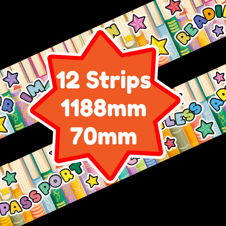 Reading Books and Quotes Classroom Trimmers 14.25m long Notice Board Book Day Display Borders