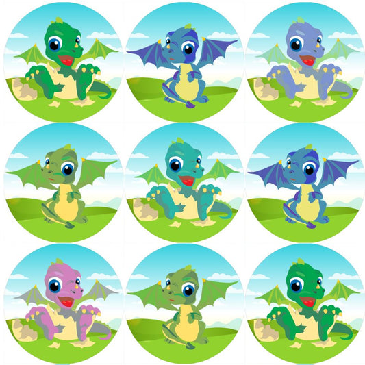 144 Baby Dragons 30mm Reward Stickers for School Teachers, Parents and Nursery