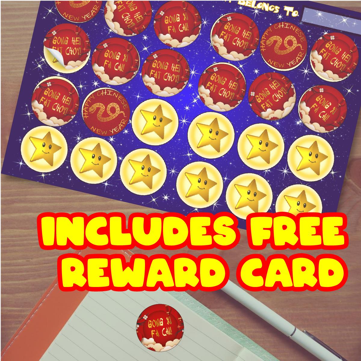 144 Happy Chinese New Year Celebration 30mm Glossy Stickers