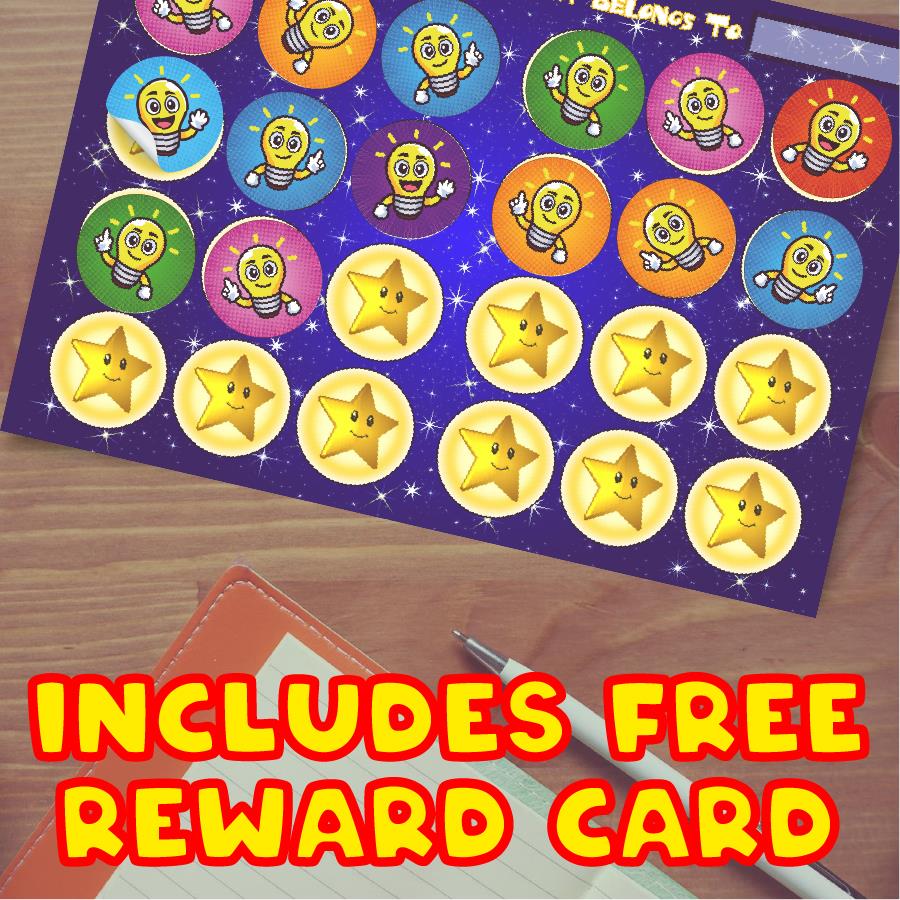 144 Great Idea Lightbulb 30mm Stickers for Teachers, Parents and Party Bags