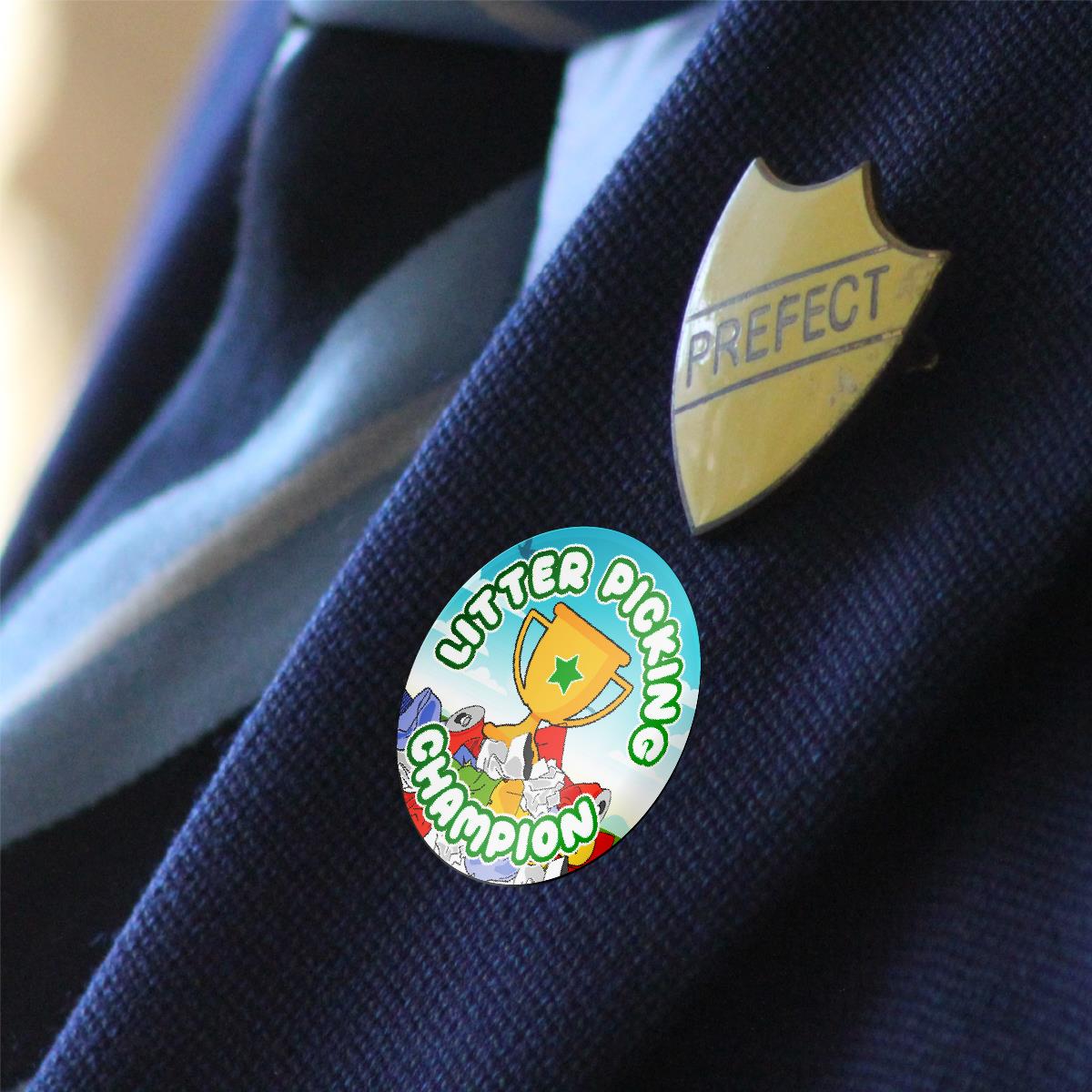 144 Litter Picking Champion 30mm Reward Stickers for School Teachers, Parents and Nursery