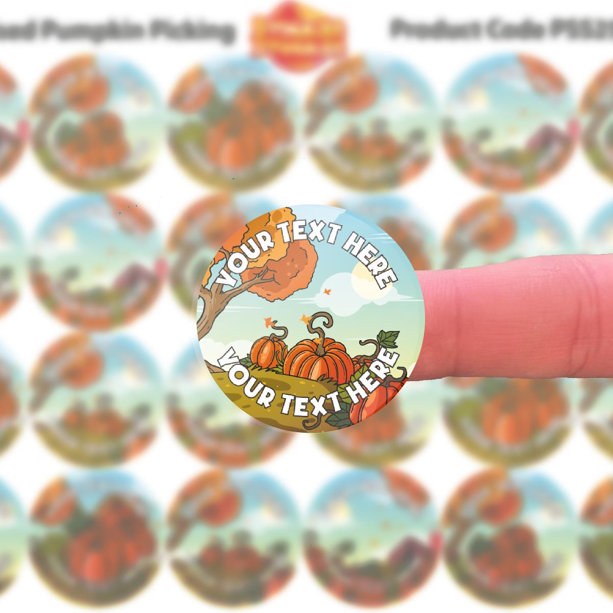 144 Personalised Pumpkin Patch 30mm Reward Stickers for Halloween, Pumpkin Picking, Farm