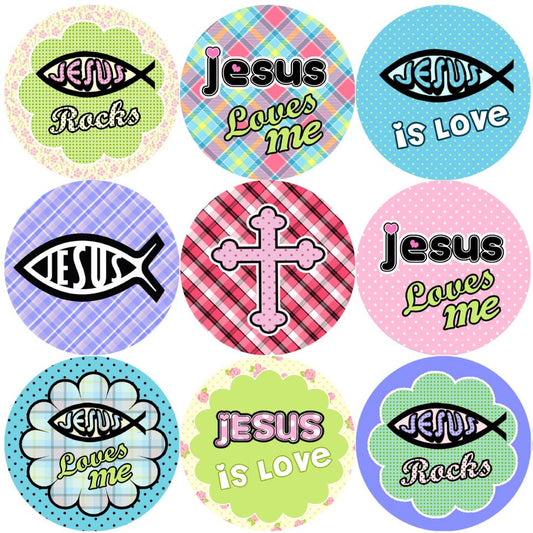 144 Jesus Rocks 30mm Round Children's Christian Reward Stickers - Teachers or Parents