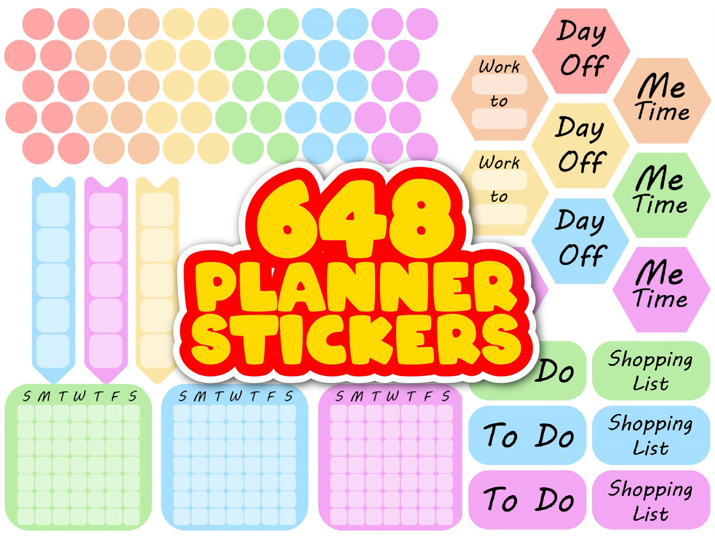 648 Habit Tracker Planner Stickers, Daily Routine Organiser Journal Stickers