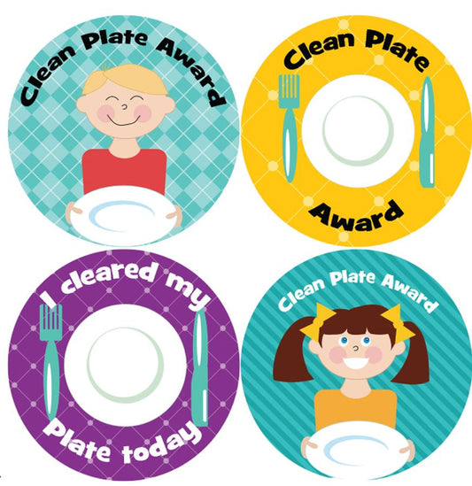 144 Clean Plate Awards 30mm Children's Reward Stickers for Teachers or Parents