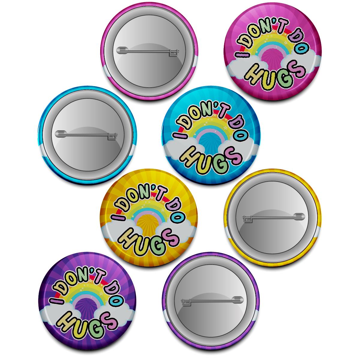 20 x I Don't Do Hugs Button Badges (Pack of 20 Pin Badges - 38mm)