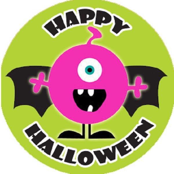 144 Monster Halloween 30mm Round Children's Reward Stickers for Teachers or Parents