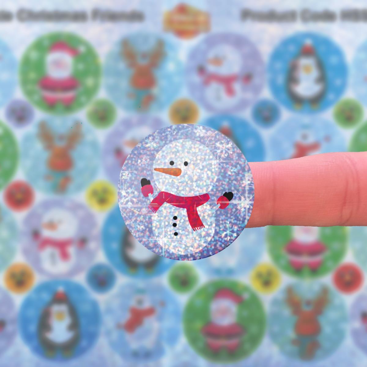 96 Sparkle Christmas Friends Stickers 30mm + 60 Free Sparkle Smiles Reward Stickers for Teachers, Parents and Schools
