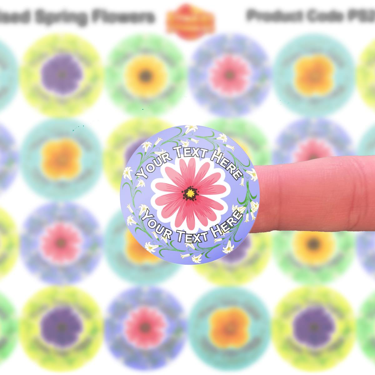 144 Personalised Spring Flowers 30mm Reward Stickers for School Teachers, Parents and Nursery