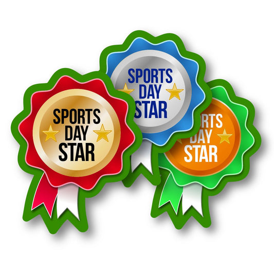 54 Sports Day Rosette Shaped Reward Stickers for Teachers, Parents and Schools