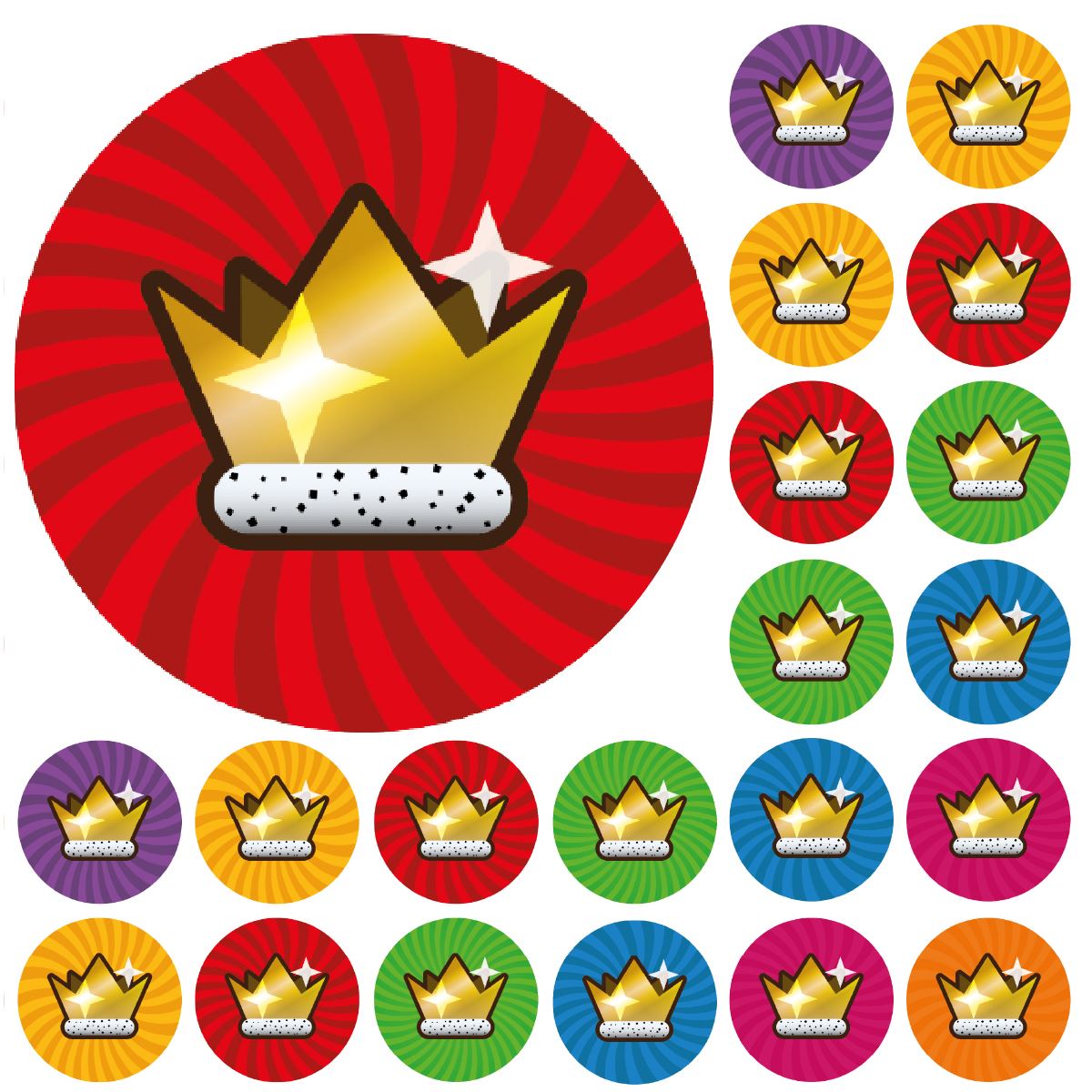 900 Mini Colourful Crown Award Dots 10mm Spot Reward Stickers for Teachers and Planner Charts
