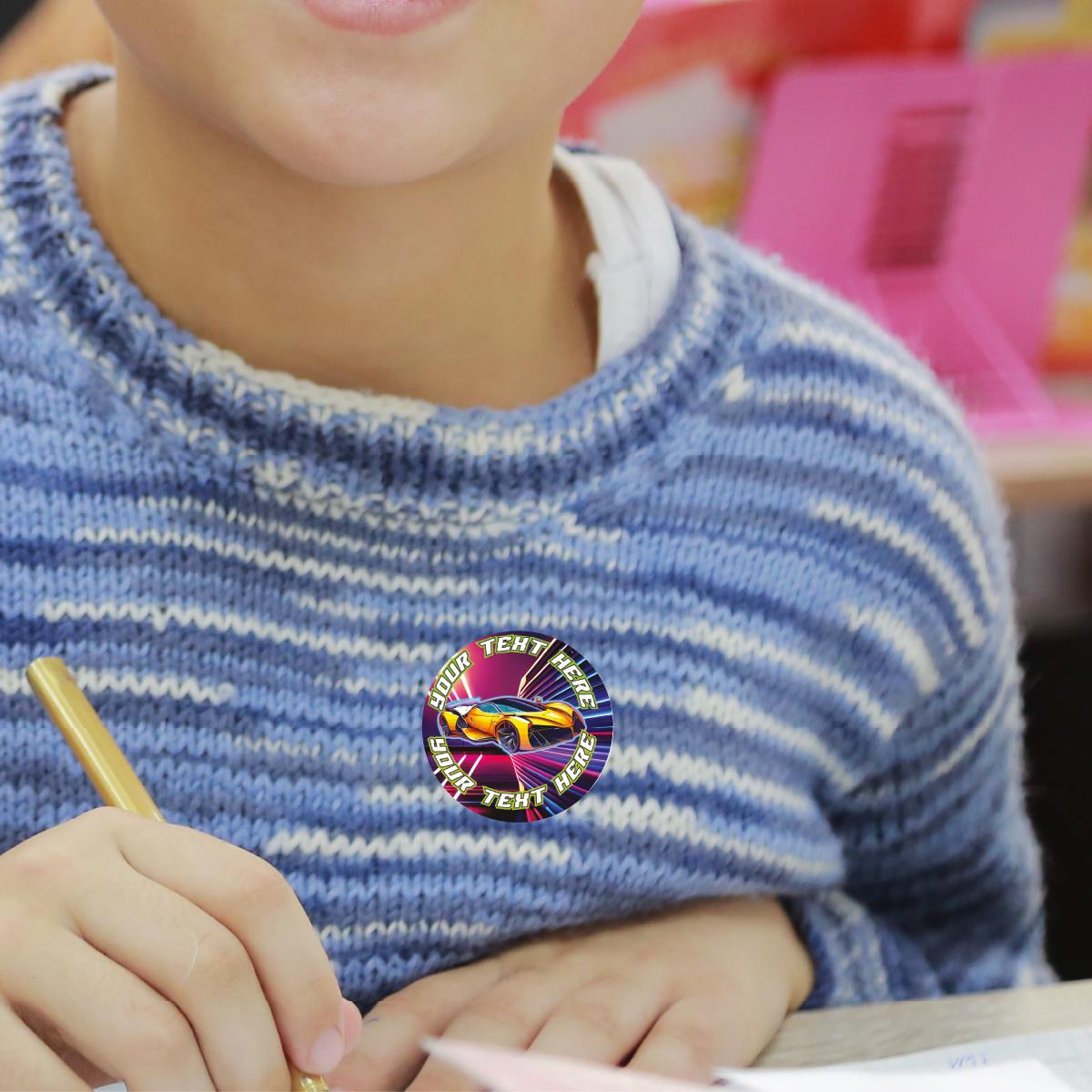 144 Cool Car Personalised 30mm Children's Reward Stickers for Teachers or Parents and Party Bags