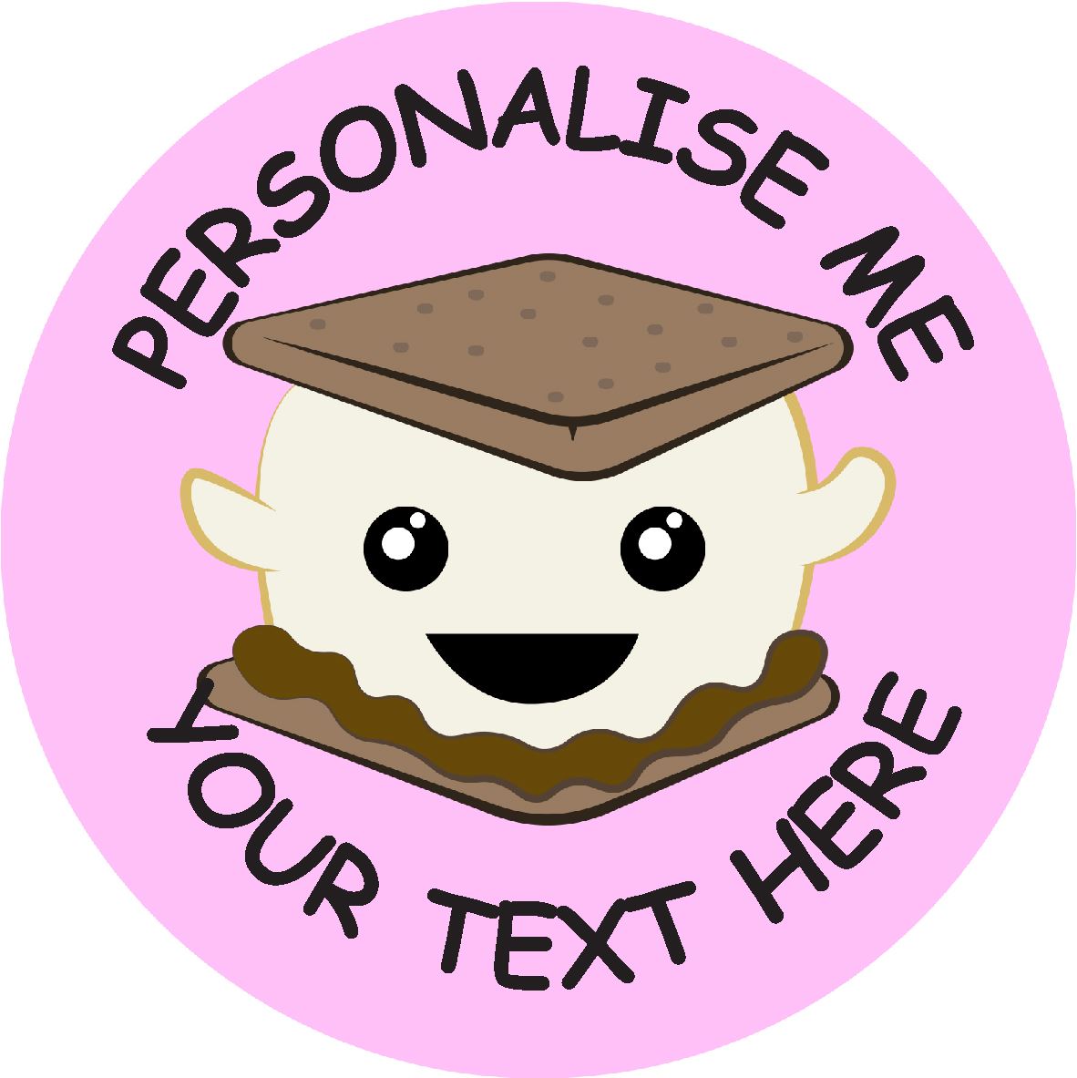 144 Personalised Smiling S'mores 30mm Reward Stickers for School Teachers, Parents and Nursery