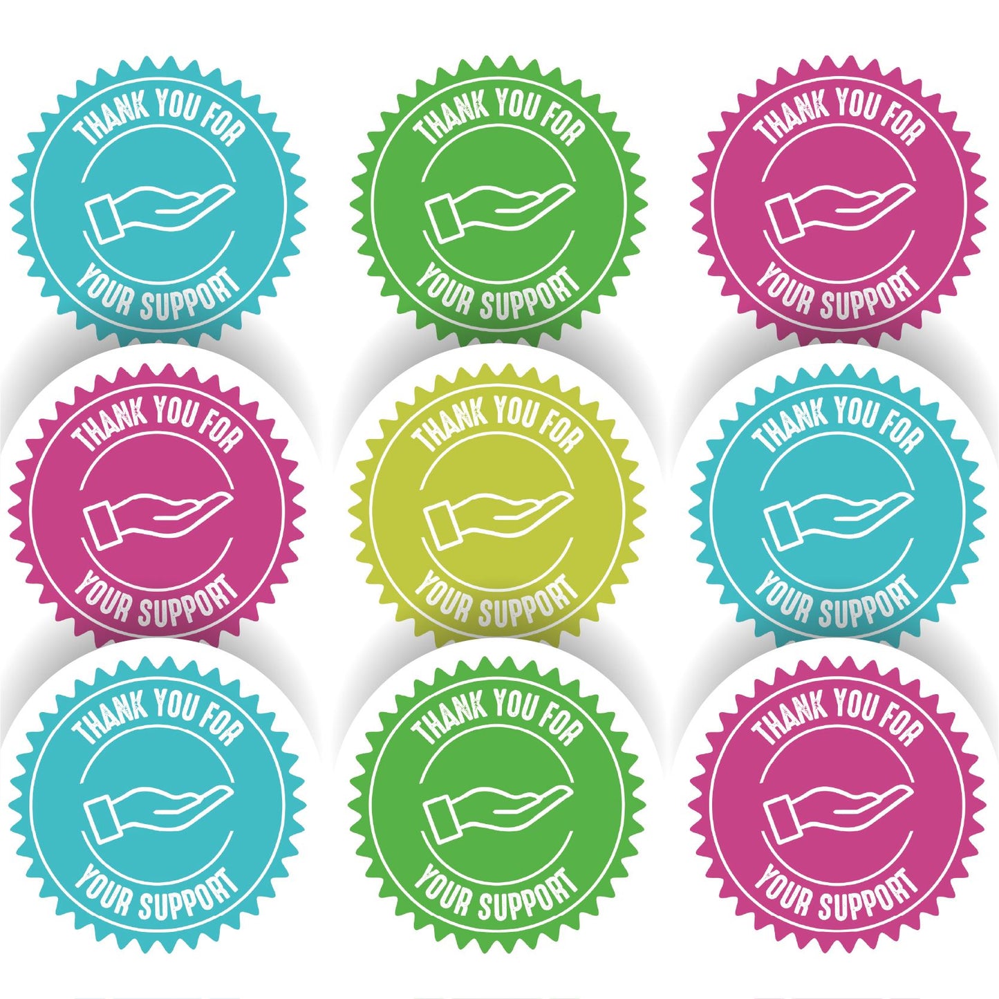 144 Thank You For Your Support 30mm Stickers Glossy Crafting Gift Packaging Seal Labels Small Business Charity Donation