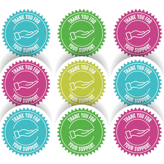 144 Thank You For Your Support 30mm Stickers Glossy Crafting Gift Packaging Seal Labels Small Business Charity Donation