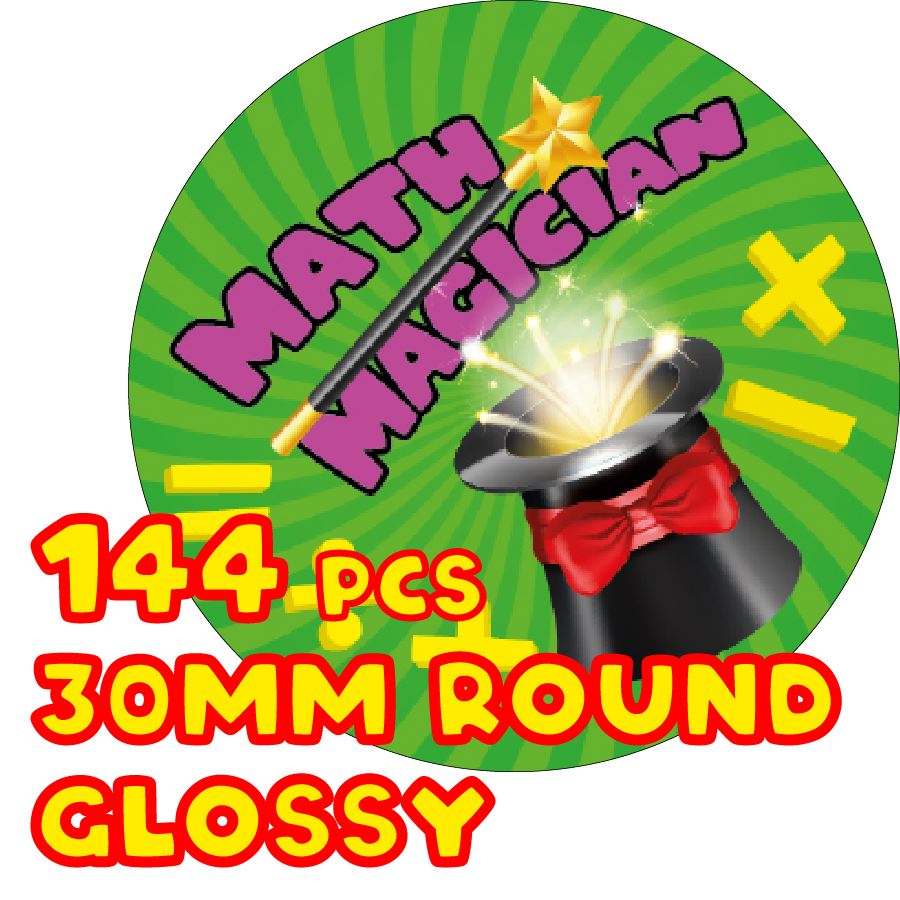 144 Magic Maths - 30mm - Glossy Reward Stickers for Teachers & Parents