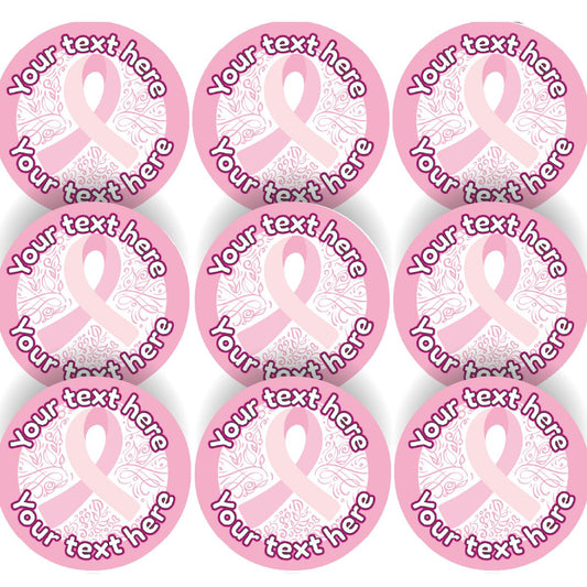 144 Breast Cancer Awareness Personalised 30mm Stickers Teachers, Parents, Schools