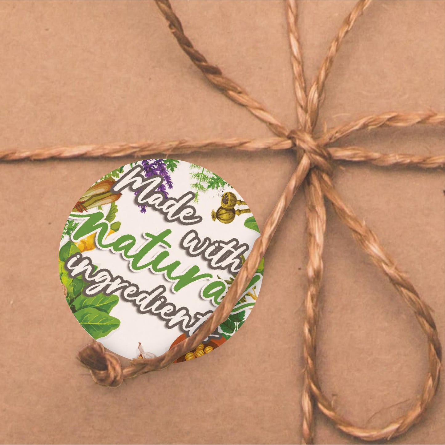 144 Made With Natural Ingredients 30mm Glossy Stickers Product Gift Packaging Seal Labels