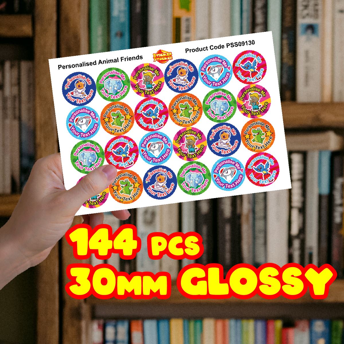 144 Personalised 30mm Animal Friends Reward Stickers for School Teachers, Parents and Nursery