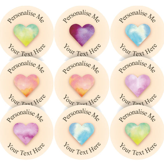 144 Personalised 30mm Painted Hearts Reward Stickers for School Teachers, Parents and Nursery