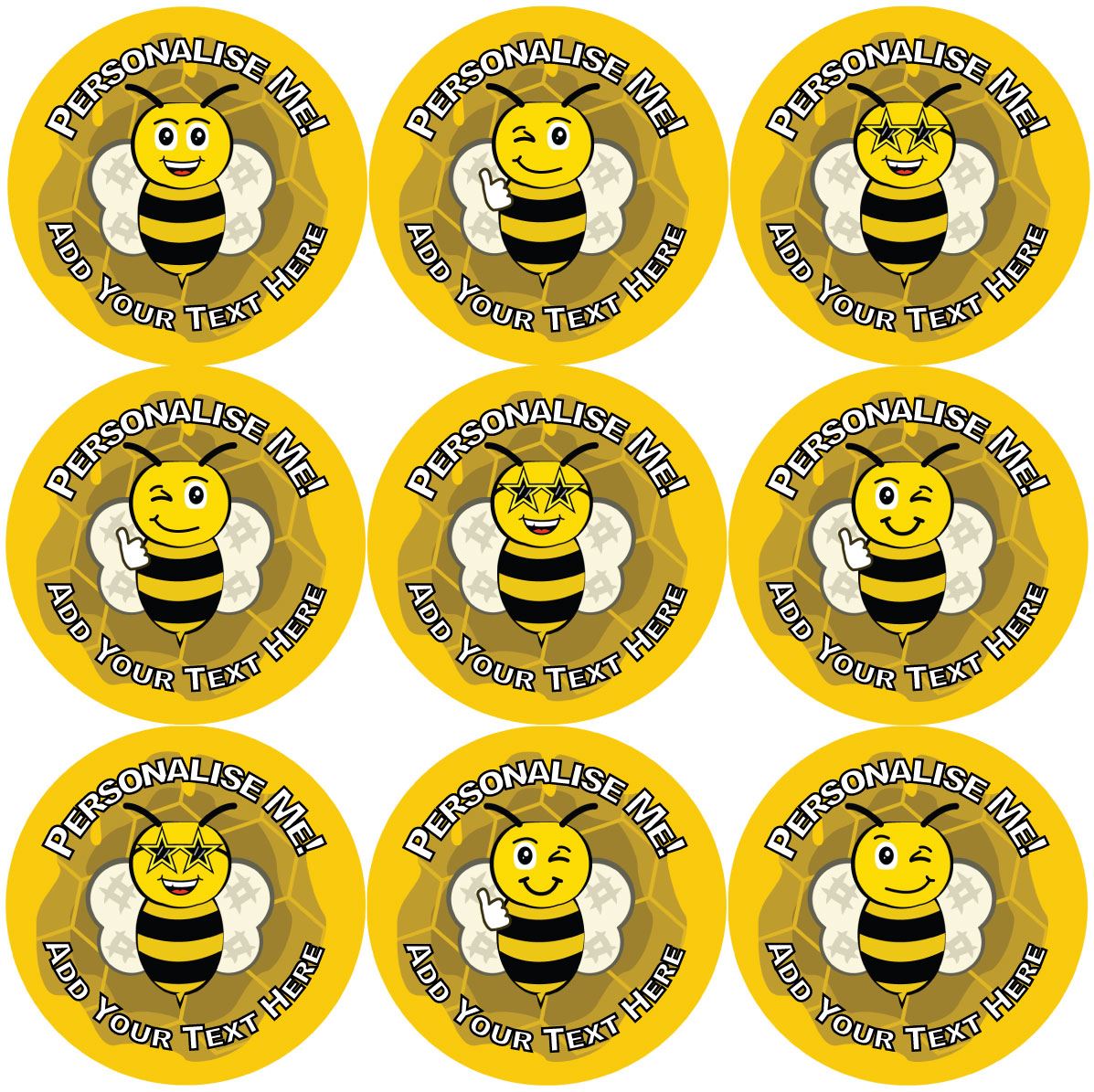 144 Personalised Busy Bees 30mm Reward Stickers for School Teachers, Parents and Nursery