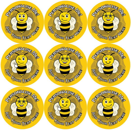 144 Personalised Busy Bees 30mm Reward Stickers for School Teachers, Parents and Nursery