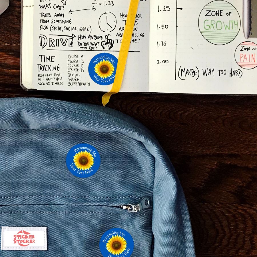 144 Sunflower Personalised 30mm Glossy Stickers Crafting Gift Packaging Seal Labels