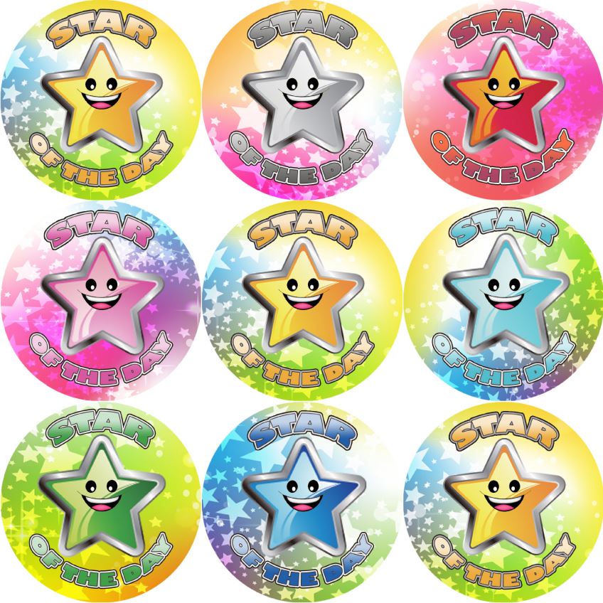 144 Star of the day 30mm Stickers for School Teachers, Parents and Party Bags