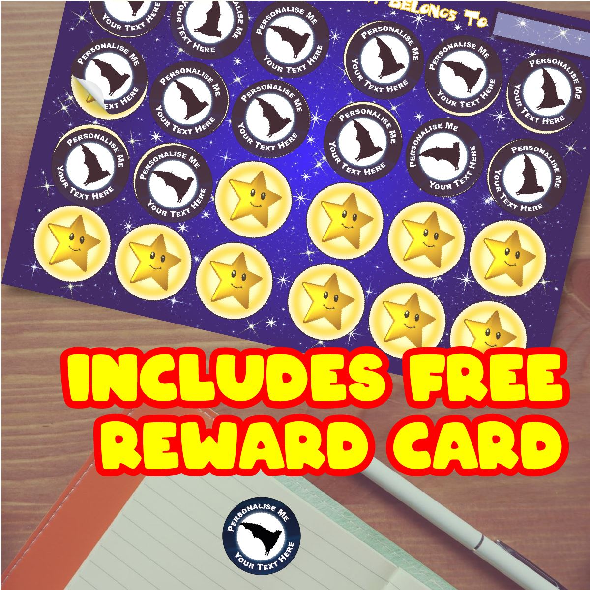 144 Bats Personalised 30mm Reward Stickers for School Teachers, Parents and Nursery