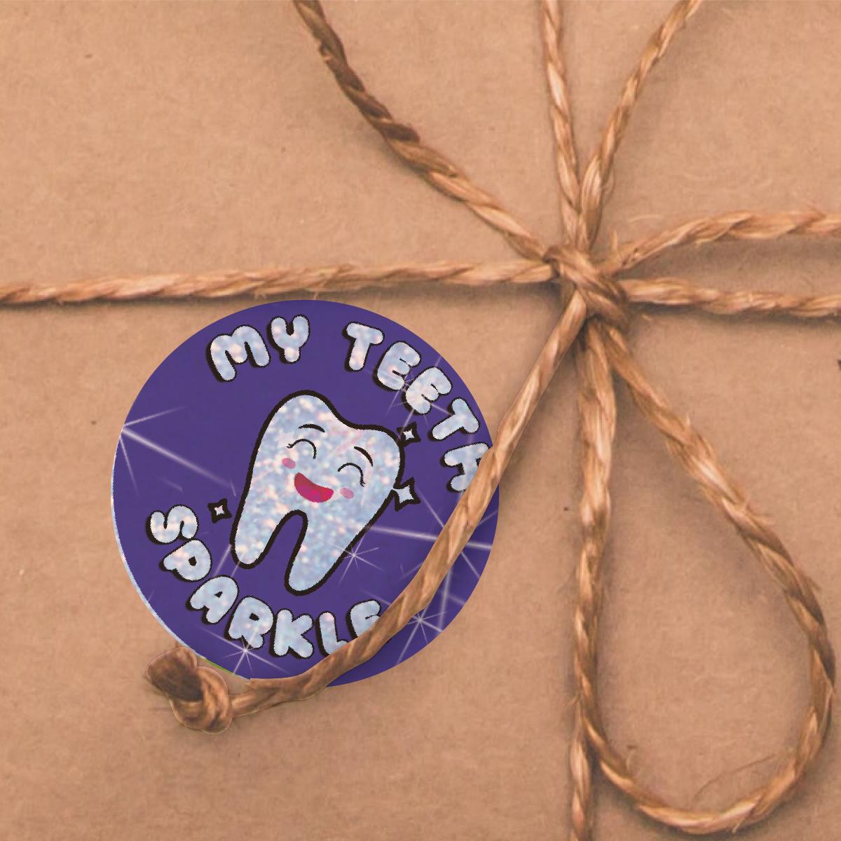 96 My Teeth Sparkle Stickers 30mm + 60 Free Sparkle Smiles Reward Stickers for Teachers, Parents and Schools