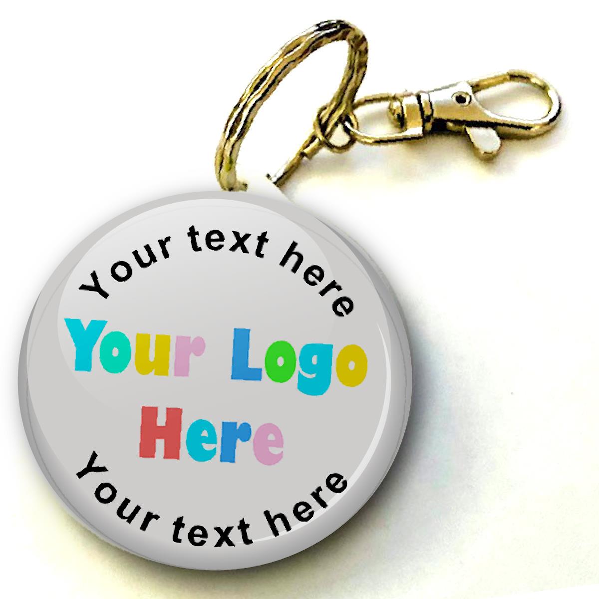 Personalised Keyring 38mm Text and any Company Logo or Image (Pack of 8 Key Rings - 38mm)