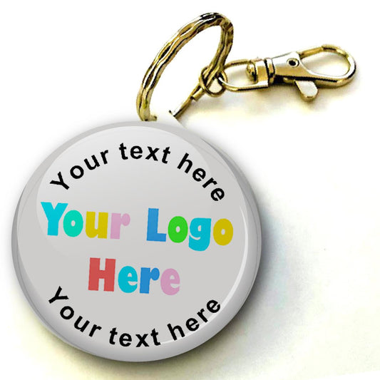 Personalised Keyring 38mm Text and any Company Logo or Image (Pack of 8 Key Rings - 38mm)