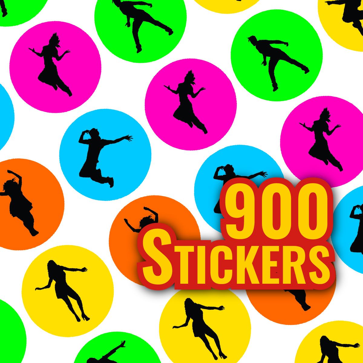 900 Colourful Mini Dance 10mm Glossy Teacher Reward Stickers Spot Stickers Journal Stickers