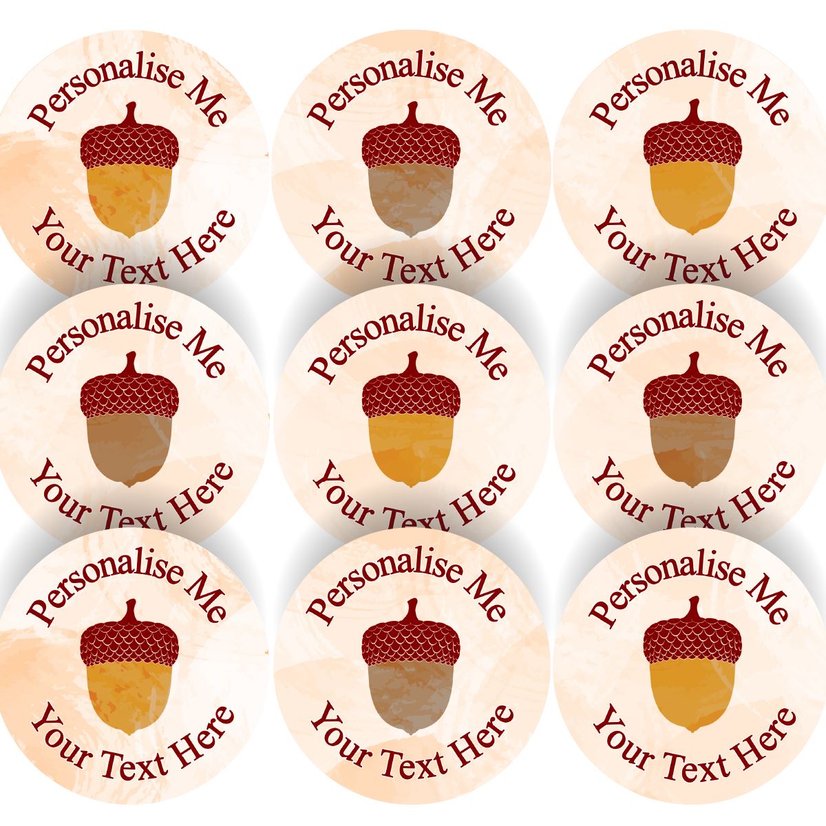 144 Little Acorn Personalised 30mm Reward Stickers for School Teachers, Parents, Company Packaging