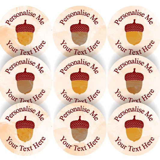 144 Little Acorn Personalised 30mm Reward Stickers for School Teachers, Parents, Company Packaging
