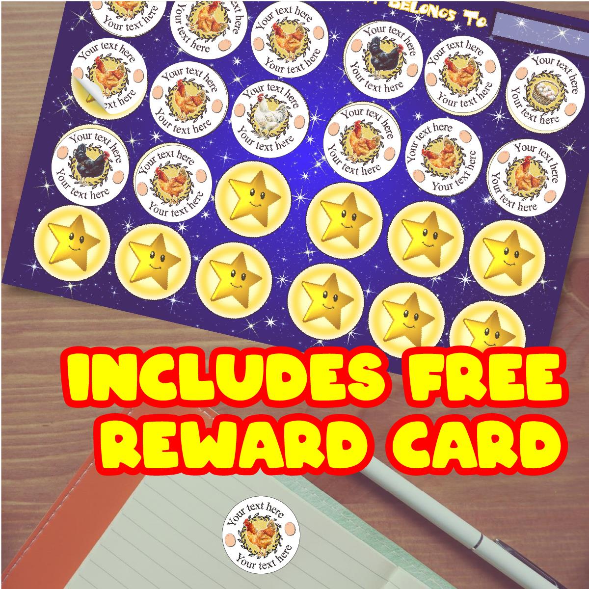 144 Personalised Chicken Eggs 30mm Reward Stickers for School Teachers, Parents and Farms