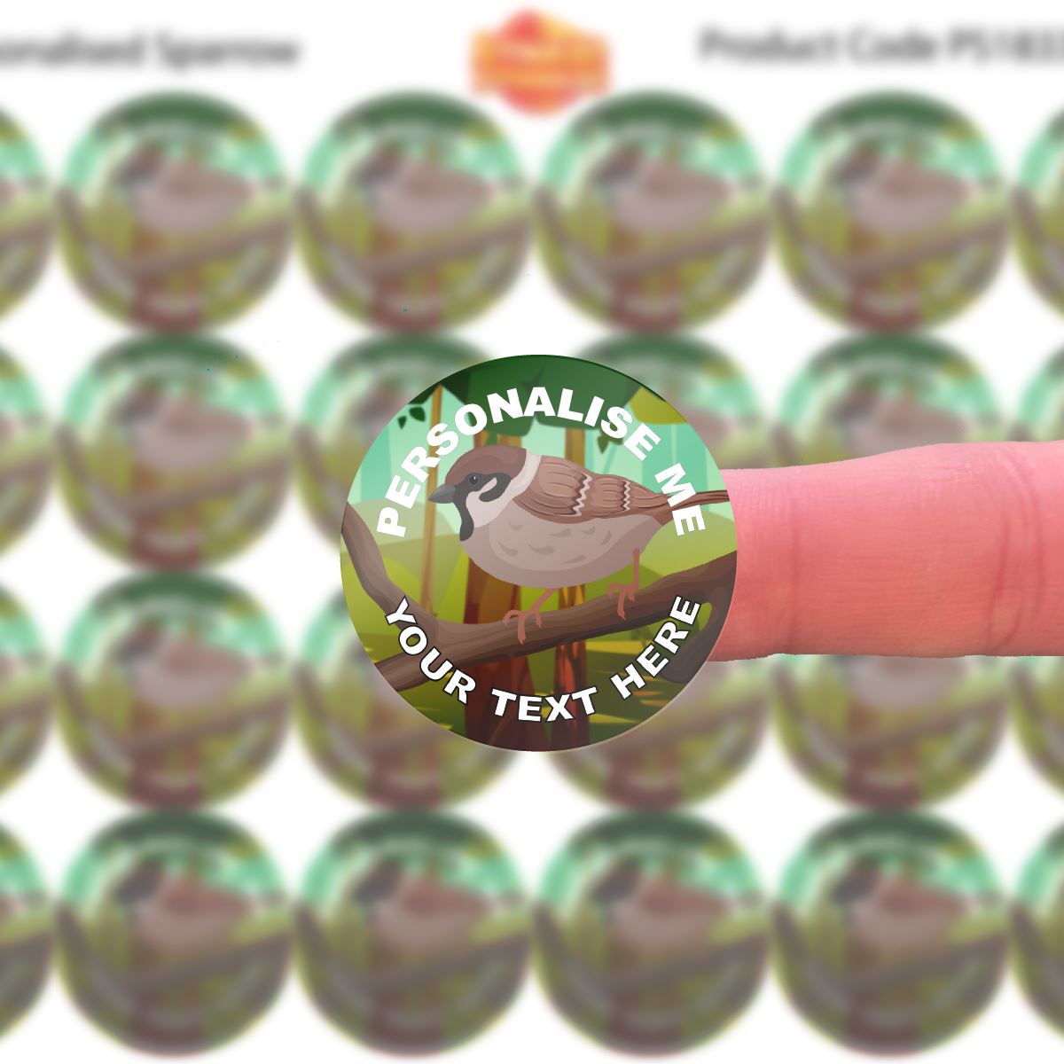 144 Personalised Sparrows 30mm Bird Reward Stickers for School Teachers, Parents and Nursery