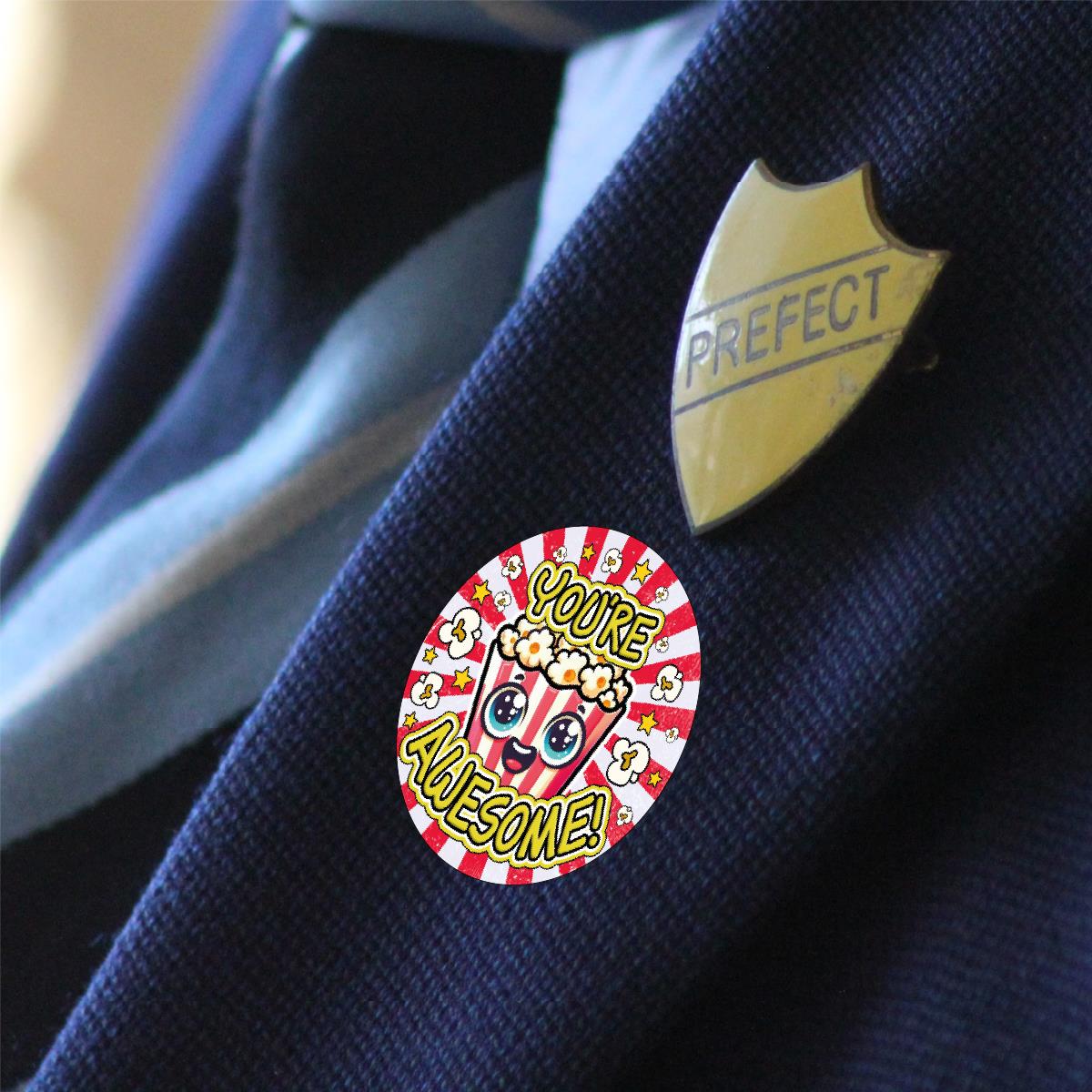 120 Popcorn Starburst Praise 30mm Scented Reward Stickers for Teachers, Parents and Party Bags