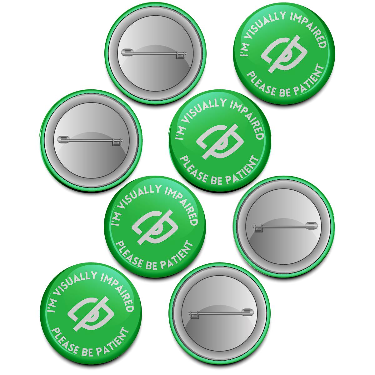 20 x Visually Impaired Sight Awareness Button Badges (Pack of 20 Pin Badges - 38mm)