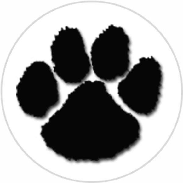 Black paw print sticker on white background, perfect for classroom rewards