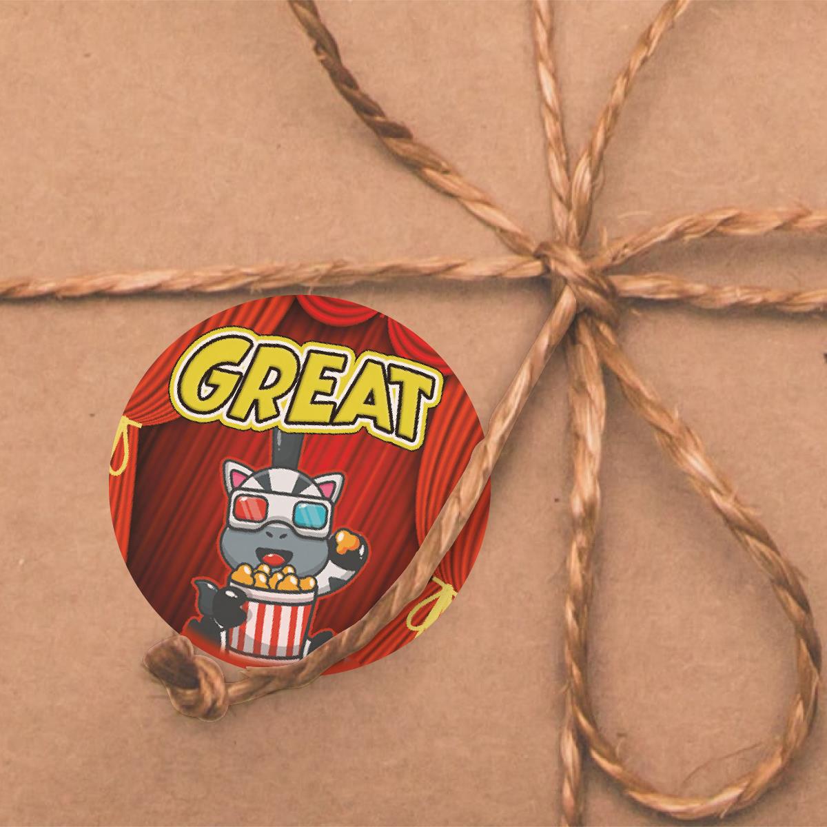 120 Popcorn Cinema 30mm Scented Reward Stickers for Teachers, Parents and Party Bags