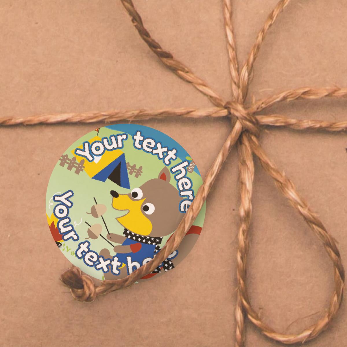 144 Personalised Camp Squirrels 30mm Forest School Scout Reward Stickers for School Teachers, Parents and Nursery