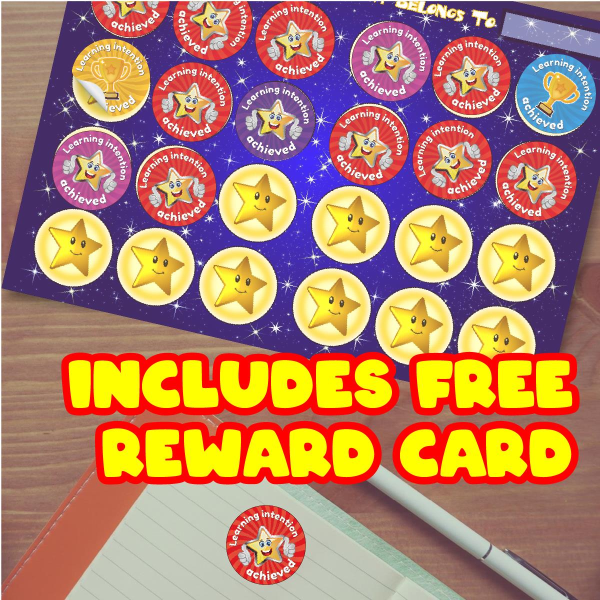 144 Learning Intention Achieved - 30mm - Glossy Reward School Stickers for Teachers & Parents